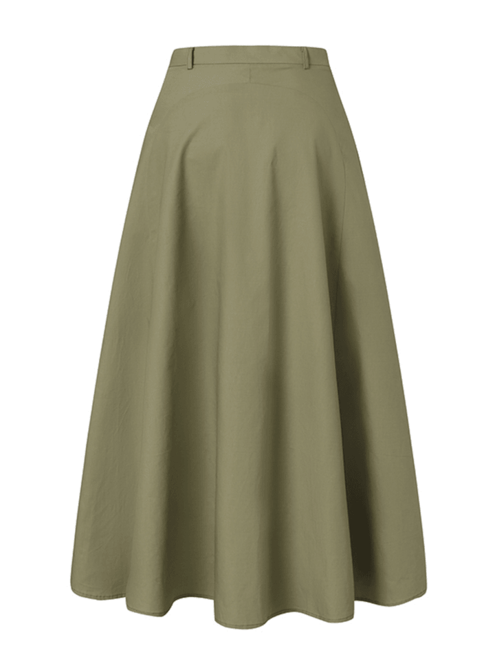 100% Cotton Solid Side Zipper Spliced Casual Loose Skirt for Women - Perfect for All Seasons