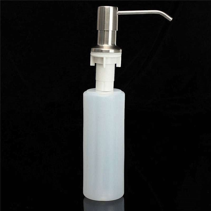 350ML Kitchen Bathroom Sink Liquid Soap Dispenser Cleanser Essence Hand Sanitizer Brushed Nickel Head Bottle