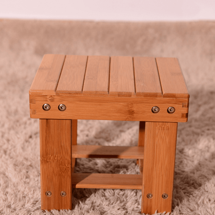 Bamboo Stool Wooden Square Stool Small Children Chair Bathroom Stool for Home Living Room Bedroom Bathroom