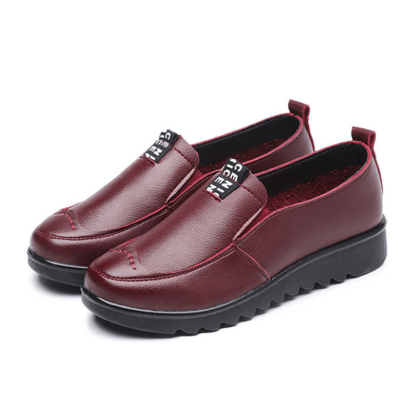 Women Flat Casual Breathable Shoes Leather Slip on Loafers