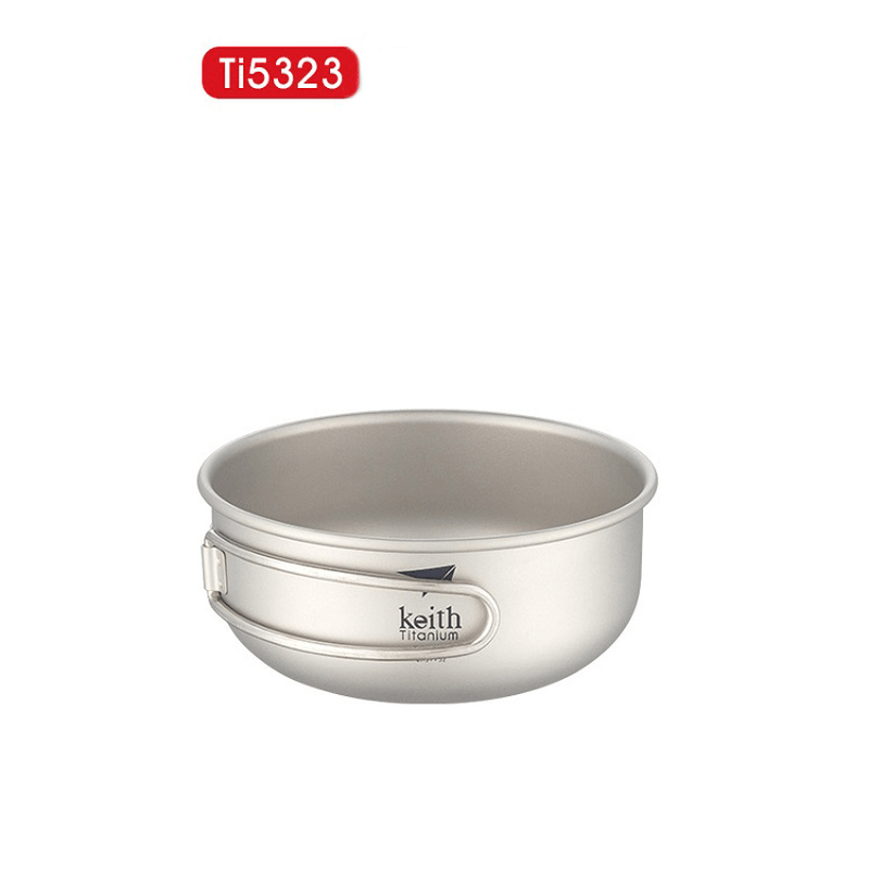 Keith Ti5323 300Ml Ultralight 53.5G Folding Titanium Bowl Outdoor Camping Lunch Handle Tableware