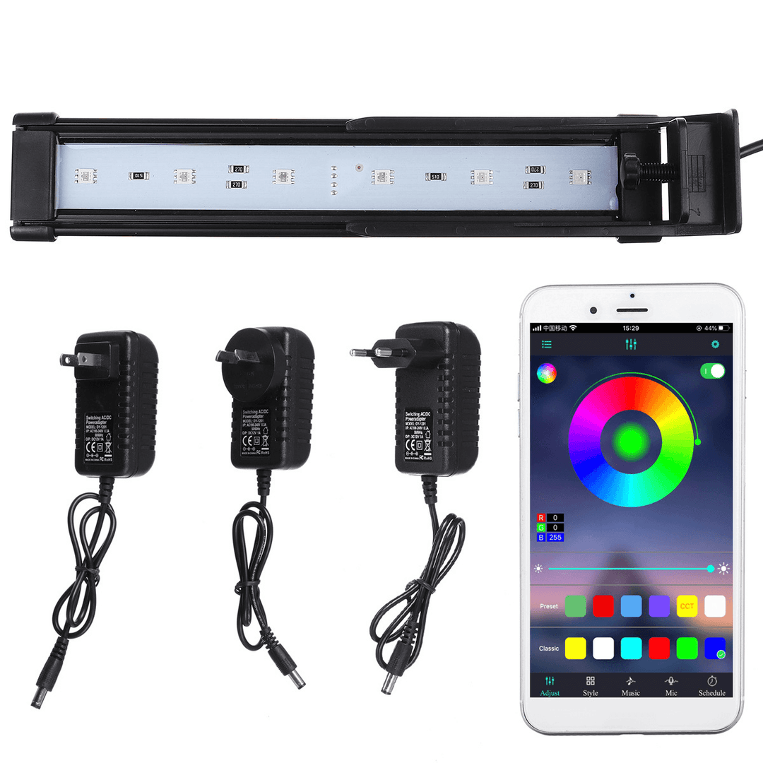 22CM Bluetooth APP Controlled Aquarium Cover Lighting Color Change Dimmable LED Light Bar Suitable for Aquarium/Fish Tank