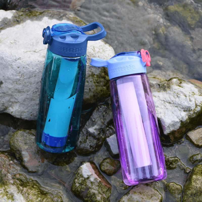 650Ml Filter Water Bottle 1500L Water Filter Capacity BPA Free Leak-Proof Filter Water Cup 250Ml/Min Clean Water Camping Hiking Travel Fishing