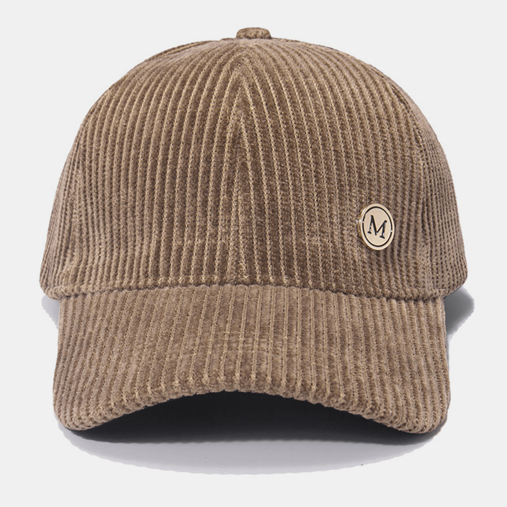 Womne Corduroy Warm M Badge Sunvisor All-Match Casual Baseball Hat