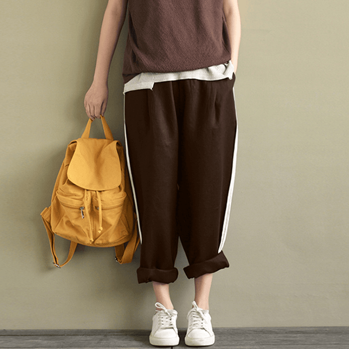 Women Striped High Waist Long Harem Loose Trousers - MRSLM