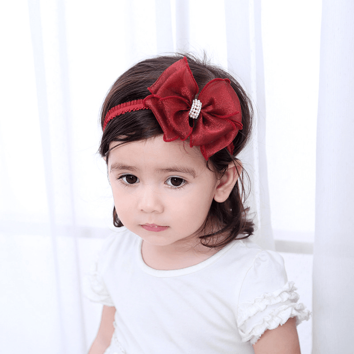 In the Autumn of 2021 New Bow Yarn Juan Baby Headdress with Children. Pearl Baby Princess Headband Winter