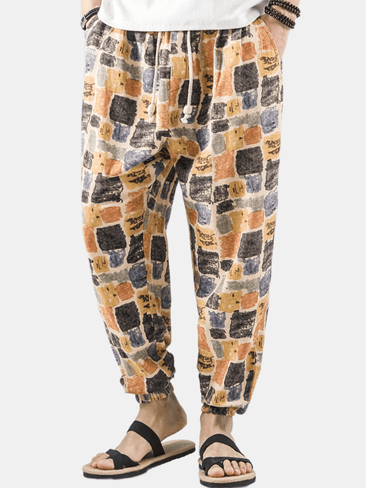 Mens Print Elastic Waist Jogger Long Pants