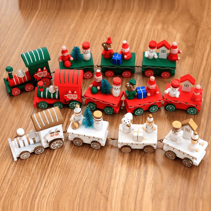 Christmas Wood Train Christmas Decorations Decor Innovative Gift for Children Diecasts Toy Vehic