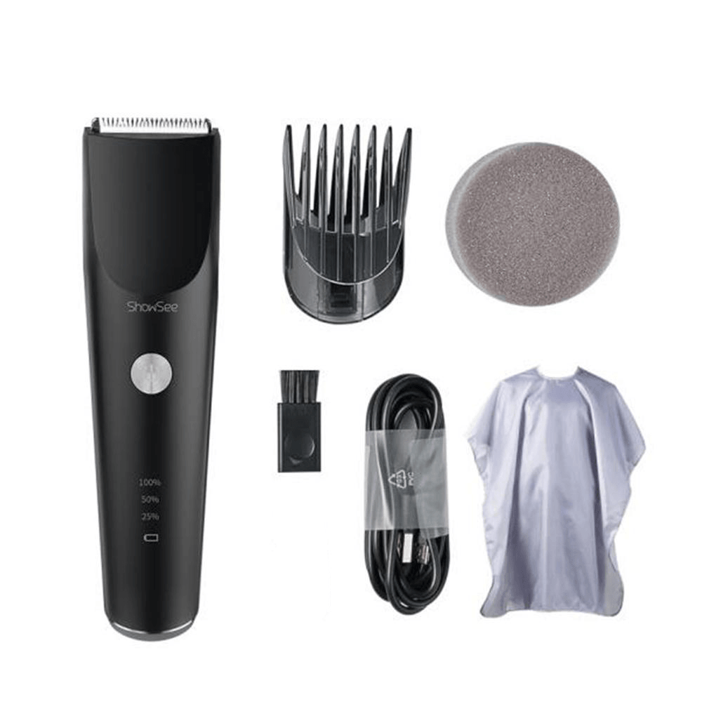 Showsee C2-W/BK Electric Hair Clipper Portable Household USB Charging Hari Cut Machine IPX7 Waterproof Ceramic Steel Cutter From - MRSLM