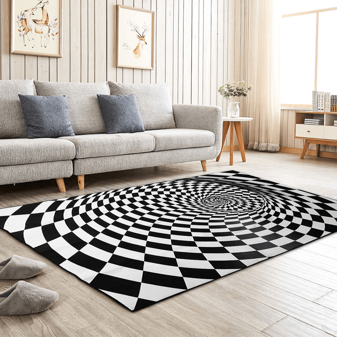 3D Room Non-Slip Swirl Optical Illusion Area Rug Carpet Door Mats Floor Pad for Home Bedroom Decoration