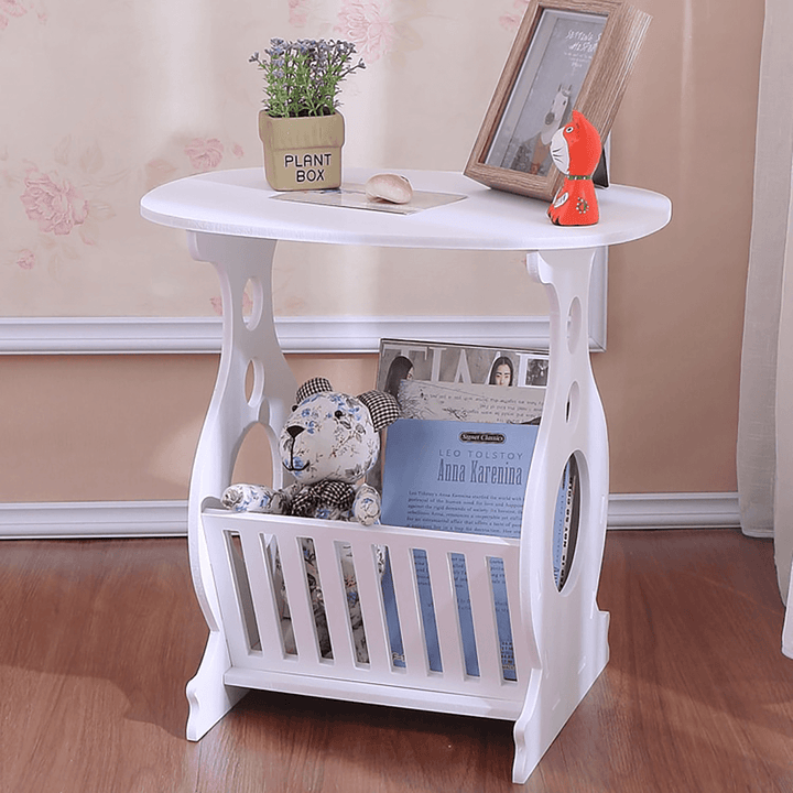 Mini Tea Table PVC Plastic Oval Coffee Home Living Room Storage Rack Bedside