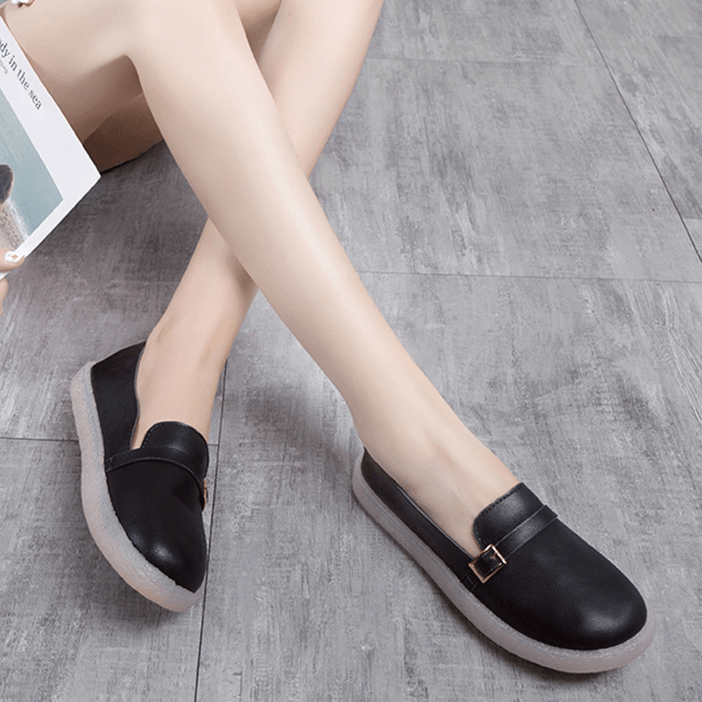 Women Lightweight Buckle Solid Color Soft Slip on Casual Comfy Flats