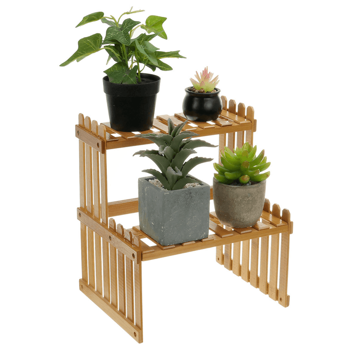 2 Tiers Succulent Plant Flower Bonsai Pot Shelf Display Storage Desk Rack Holder Mini Bookshelf