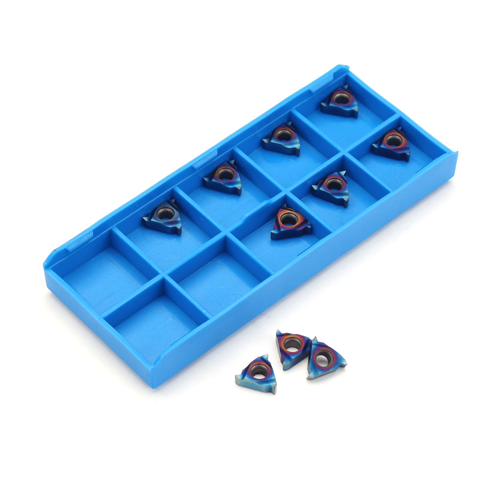 Drillpro 10Pcs HRC45 Blue Nano 11ER A60 Carbide Insert External Threading Insert