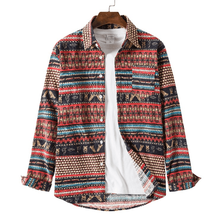 Fashion Ethnic Style Loose plus Size Casual Shirt