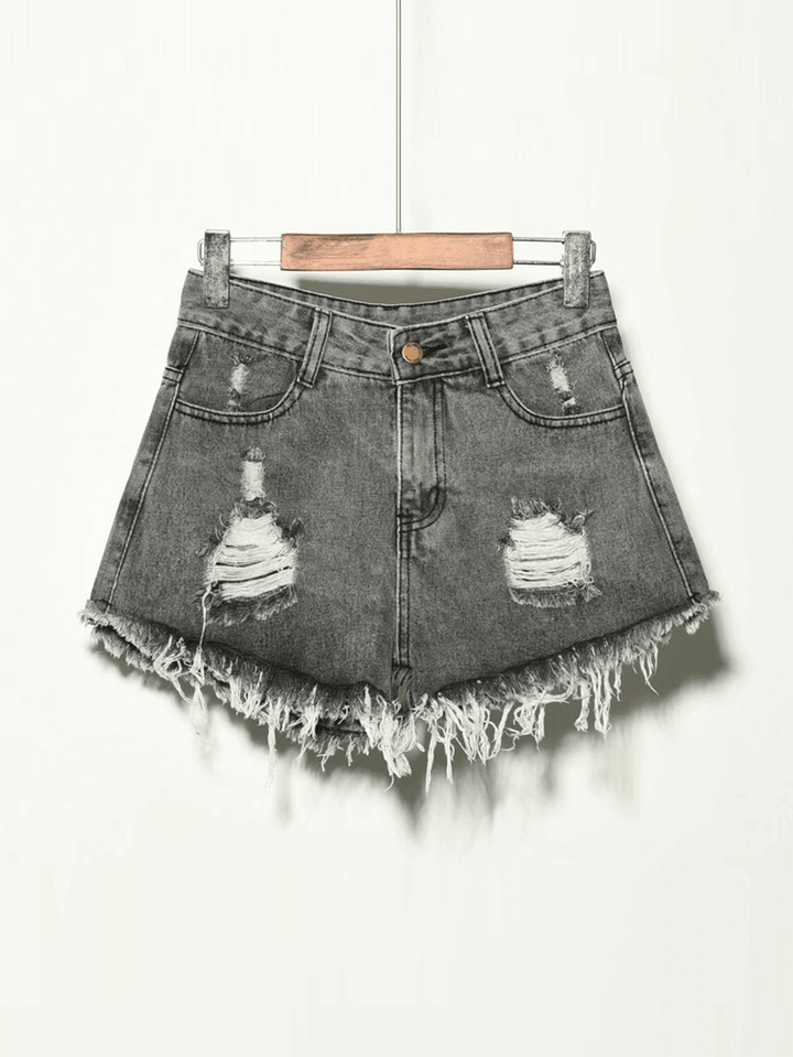 5 Colors Women Pocket Hollow Ripped Denim Shorts - MRSLM