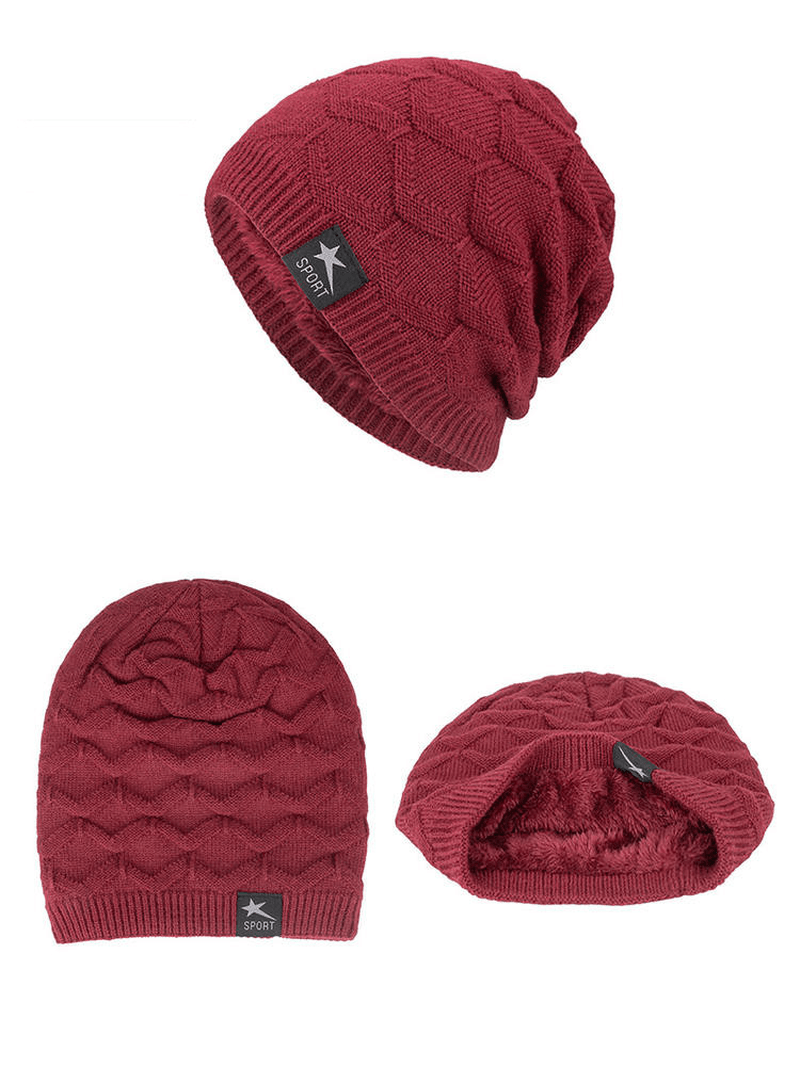 Men'S Knitted Woolen Thick Warm Toe Cap Sports Cap