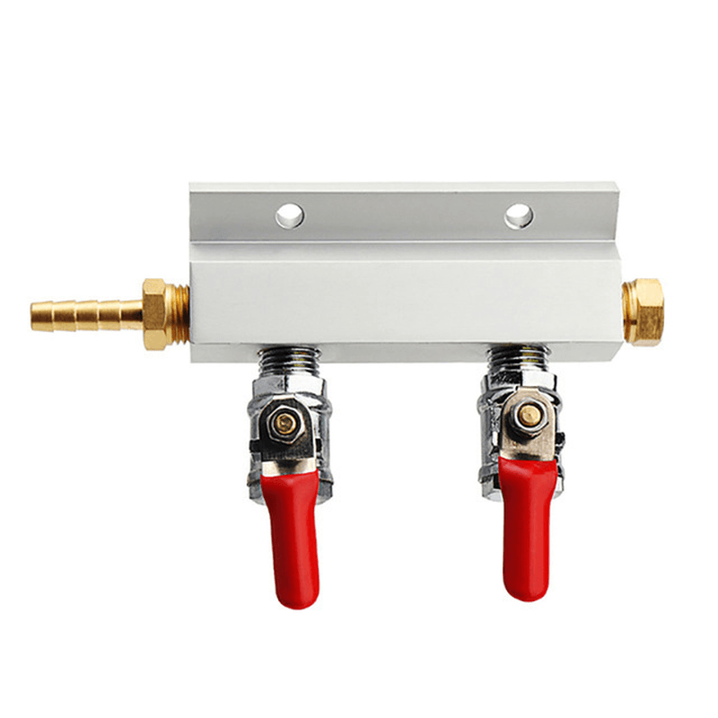 2 Way CO2 Gas Distribution Block Manifold with 7Mm Hose Barbs Home Brewing Draft Beer Dispense Keg Wine Making