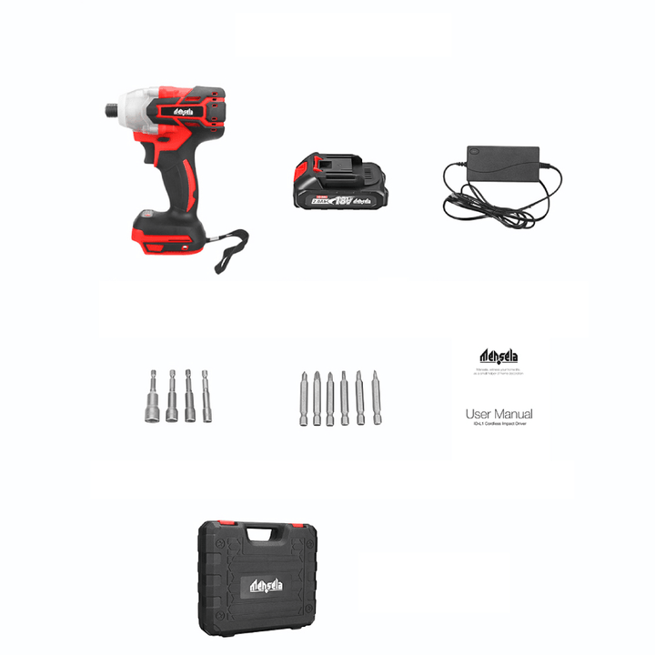 Mensela ID-L1 2.0AH 18V 3500RPM Brushless Impact Driver 3 Speeds Wireless Rechargeable Screwdriver W/ None/1/2 Battery & 6Pcs Driver Bits & 4Pcs Socket Bits for Metal Concrete Wood - MRSLM