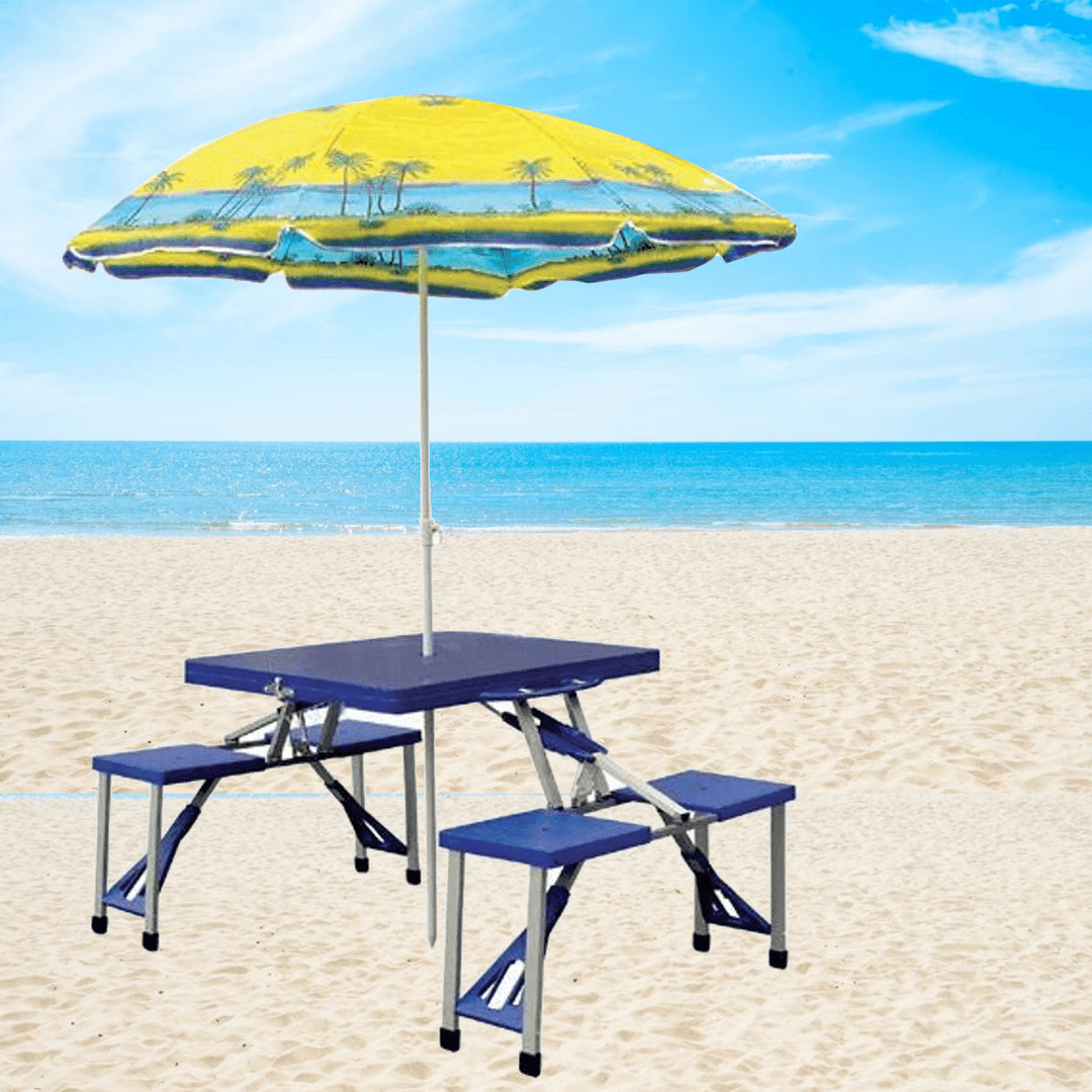 Aluminum Picnic Camping Foldable Table Bench Seat Outdoor Portable Folding 4-Seats