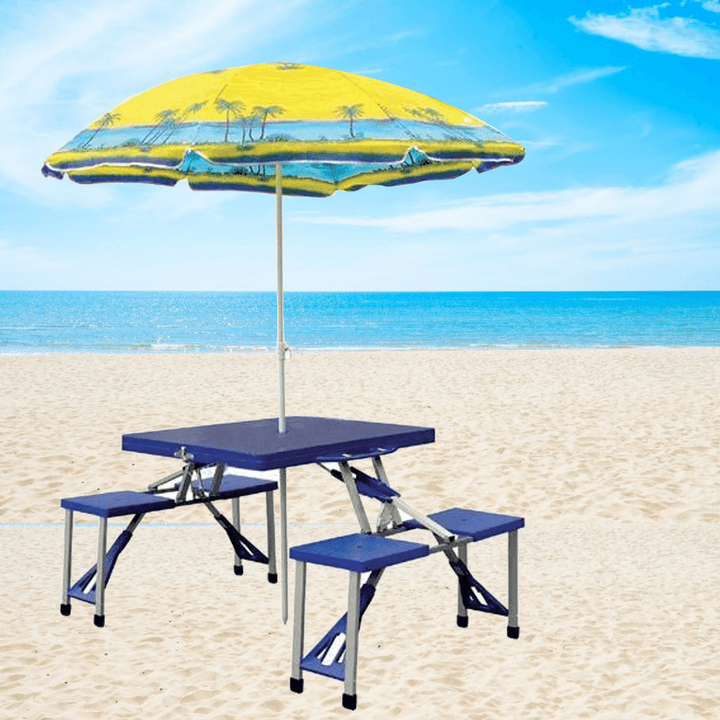 Aluminum Picnic Camping Foldable Table Bench Seat Outdoor Portable Folding 4-Seats