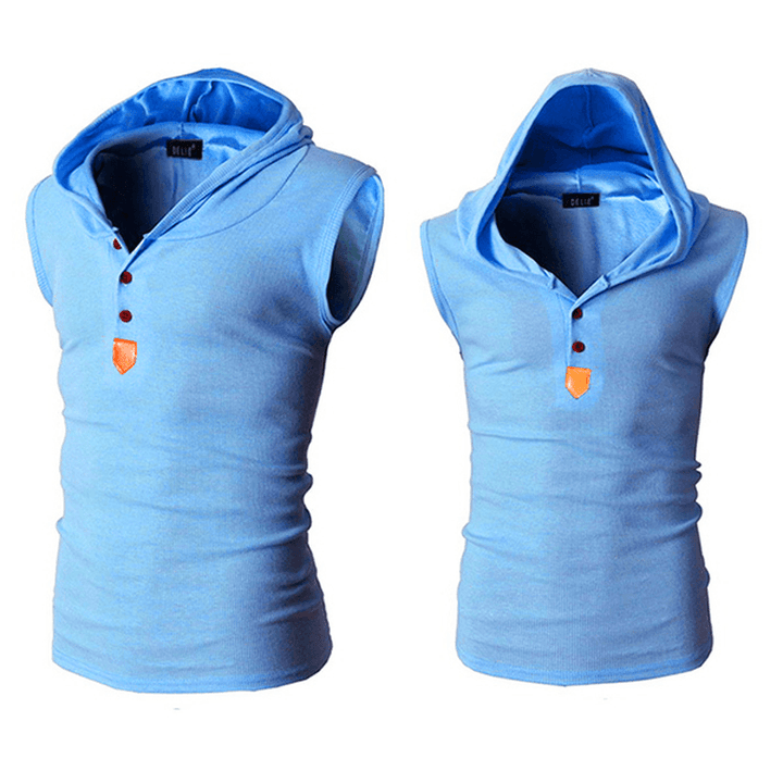 Slim Fit Hooded Sport Tank Tops