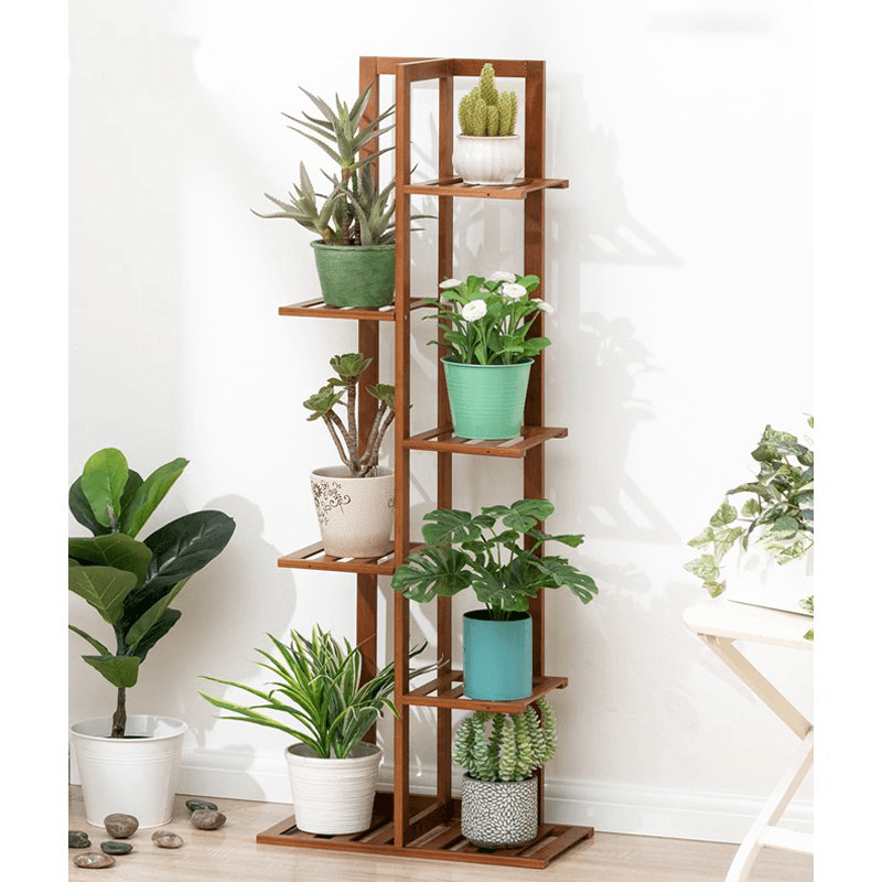 5/6/7-Tier Wooden Plant Stand Flower Pot Shelf Indoor Storage Display Rack