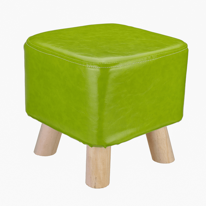 Cartoon PU Stool Wooden Legs Family Living Room round Stool Creative Leisure Sofa Small Bench Home Supplies - MRSLM