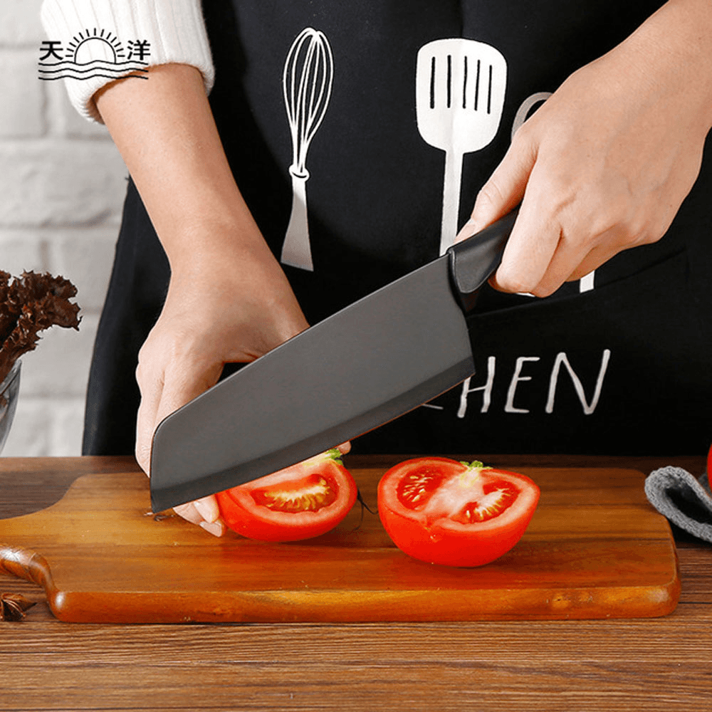 3PCS Black Stainless Steel Kitchen Knife Coating Non-Stick Sharp Blade Chef Knife Set Light Weight Handle Kitchen Knife Gift