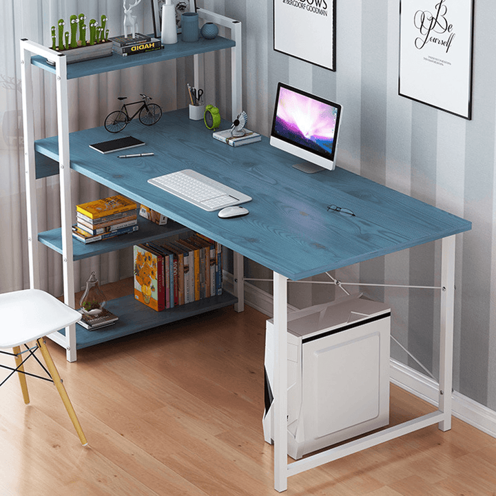 Computer Laptop Desk Writing Study Table Bookshelf Storage Rack Desktop Workstation with Storage Shelves Home Office Furniture