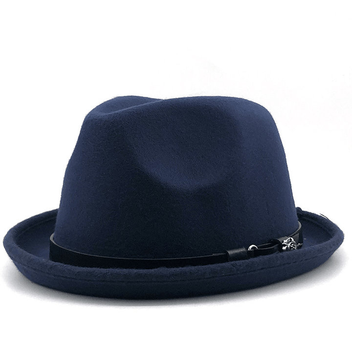 Top Hat Belt Buckle Black Woolen Hat Male British Jazz Hat Imitation Wool