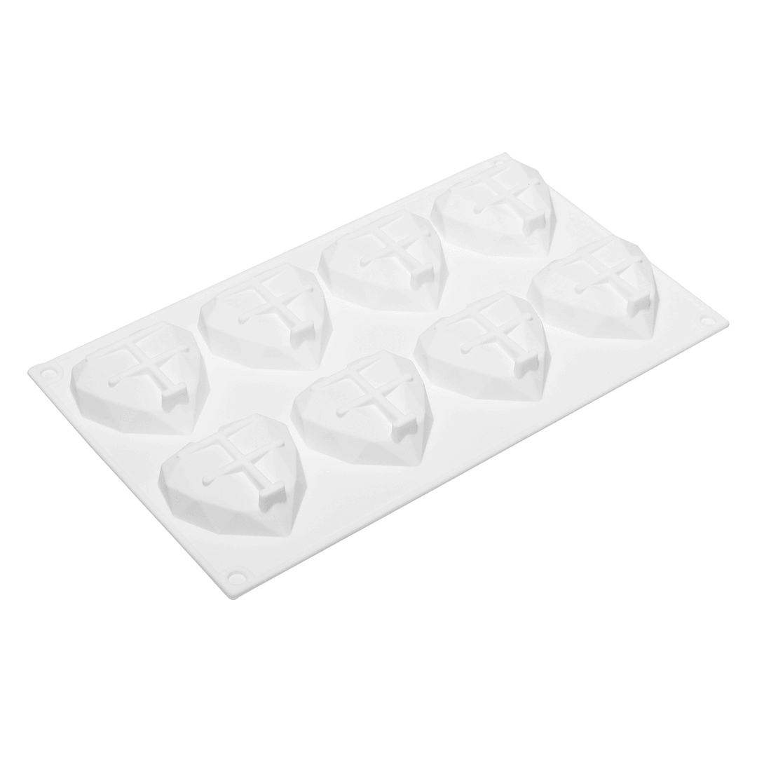 8 Grids Diamond Heart Dessert 3D Cake Mold Art Mousse Silicone Mould