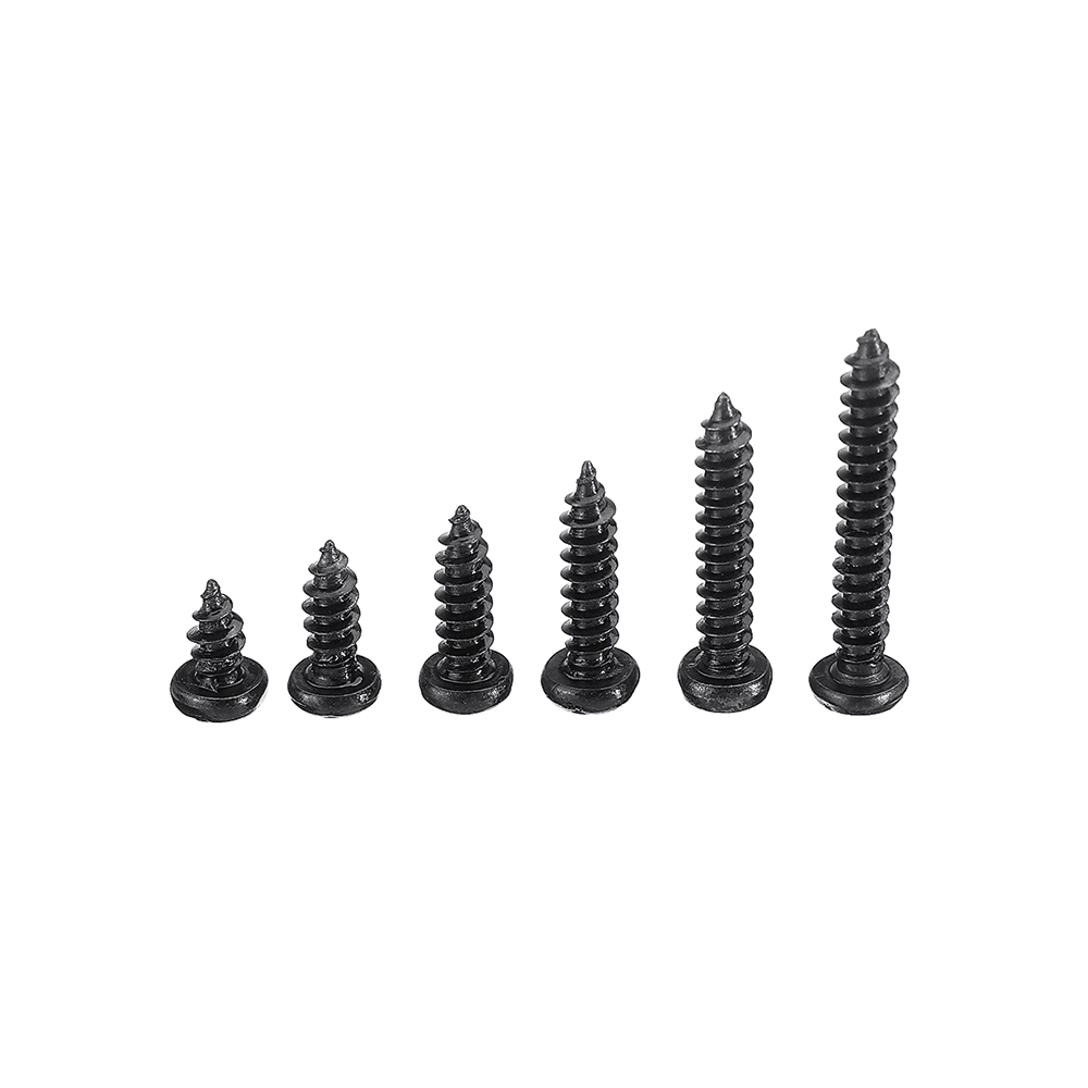 Suleve‚Ñ¢ M3CP1 500Pcs M3 Phillips Screw Black Zinc-Plated Carbon Steel Pan Head Self Tapping Woodworking Screws Assortment Kit