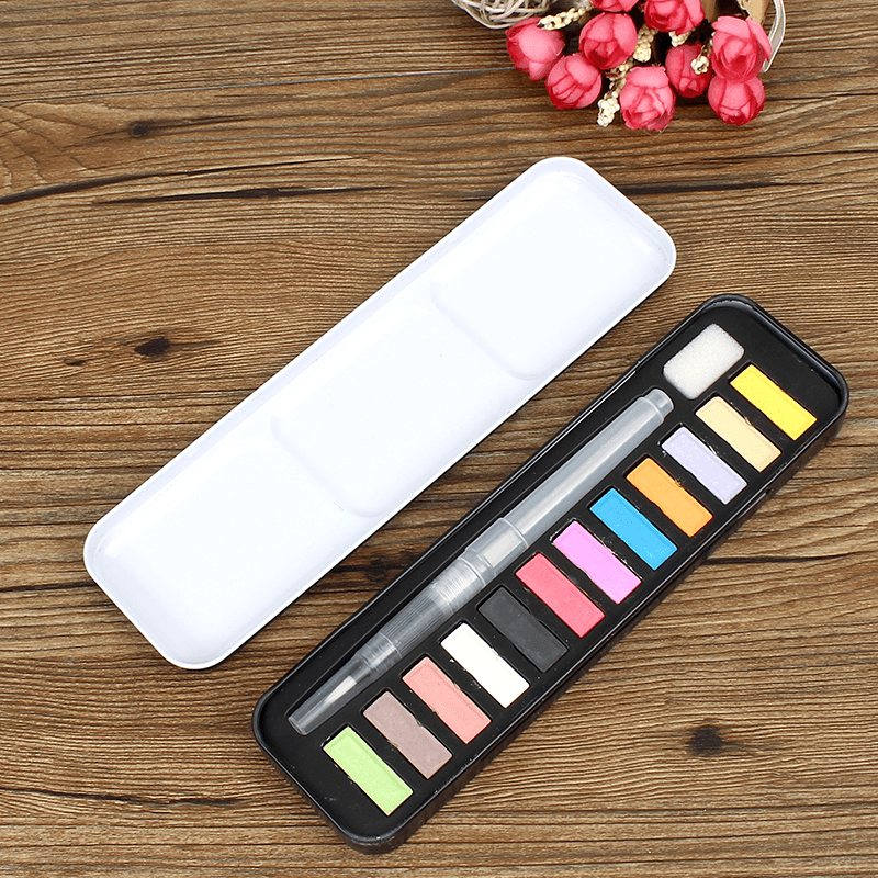 12/18/24 Solid Watercolor Paint Set Portable Drawing Painting Brush Art Supplies