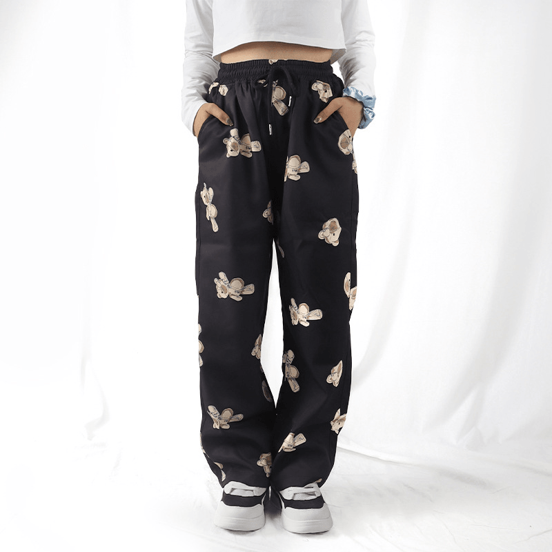 Summer Harajuku Hip Hop Style Ladies Casual Pants Printed Wide Leg Sweatpants