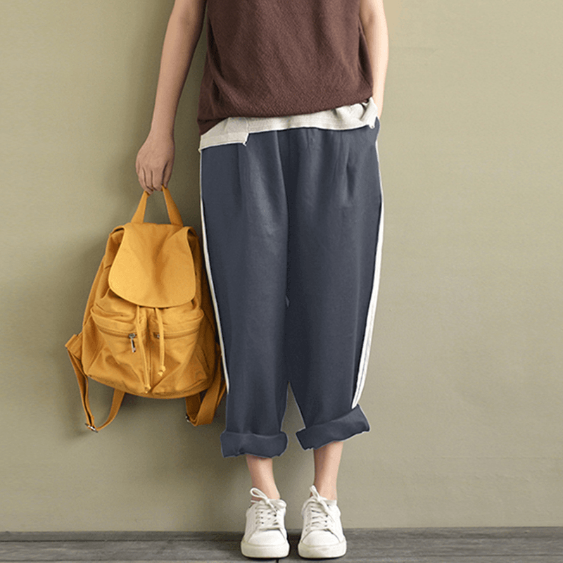 Women Striped High Waist Long Harem Loose Trousers - MRSLM