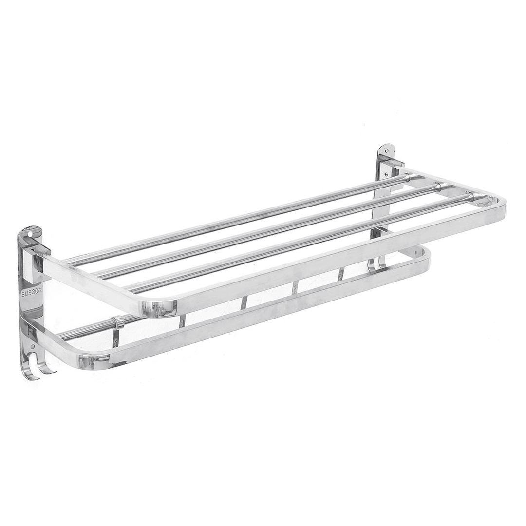 Stainless Steel Bathroom Towel Holder Organizer Wall Mounted Towel Rack Home Hotel Wall Shelf for Bathroom Storage