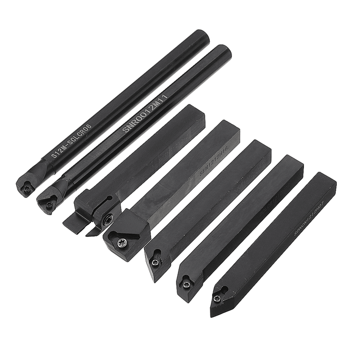 Machifit 7Pcs 12Mm Shank Lathe Boring Bar Turning Tool Holder Set with Carbide Inserts