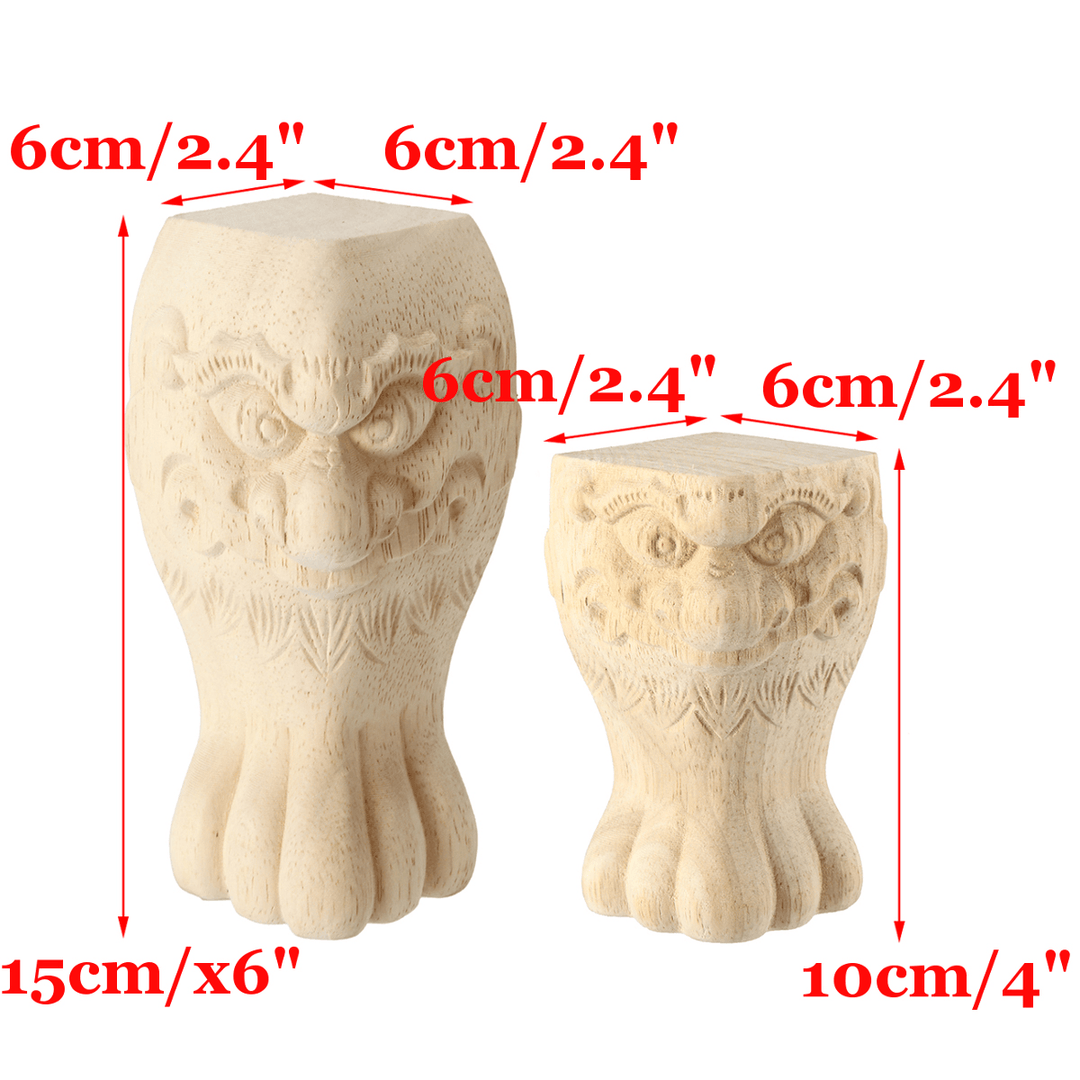 4Pcs 10/15Cm European Solid Wood Carving Furniture Foot Legs Unpainted Cabinet Feets Wood Decal