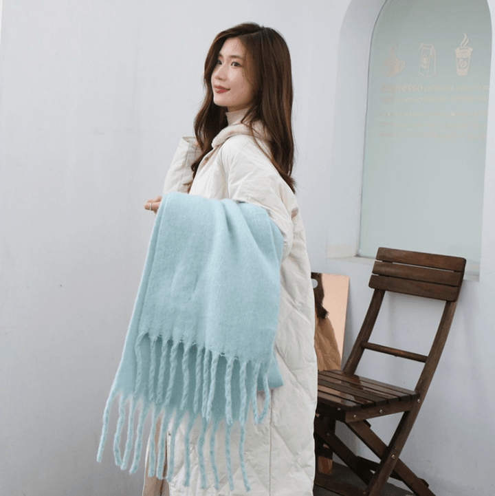 Fashion All-Match Solid Color Windproof Padded Shawl