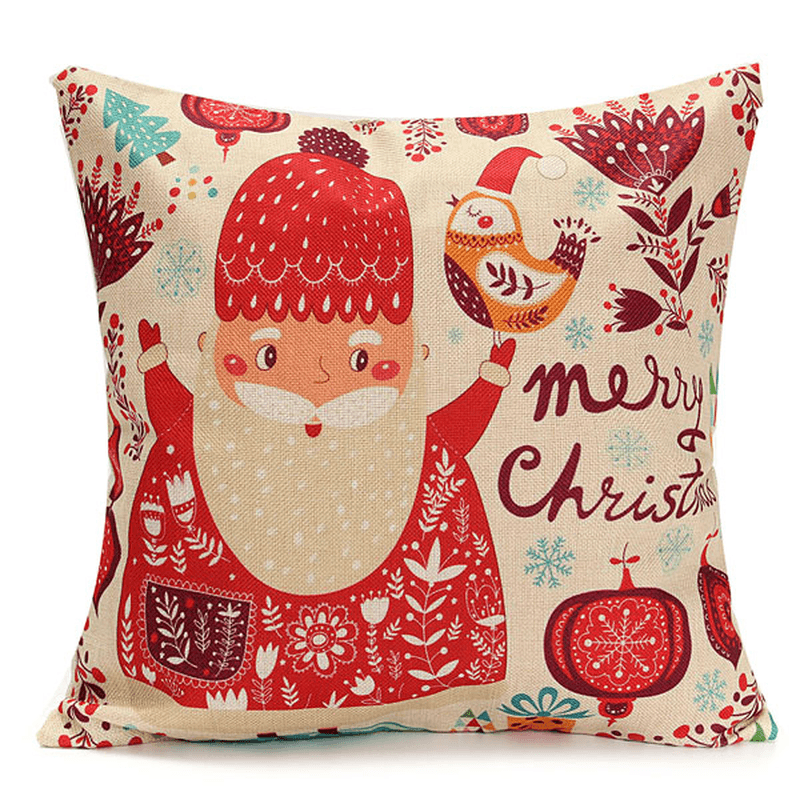 45X45Cm Christmas Santa Claus Snowmen Gift Fashion Cotton Linen Pillow Case Home Decor