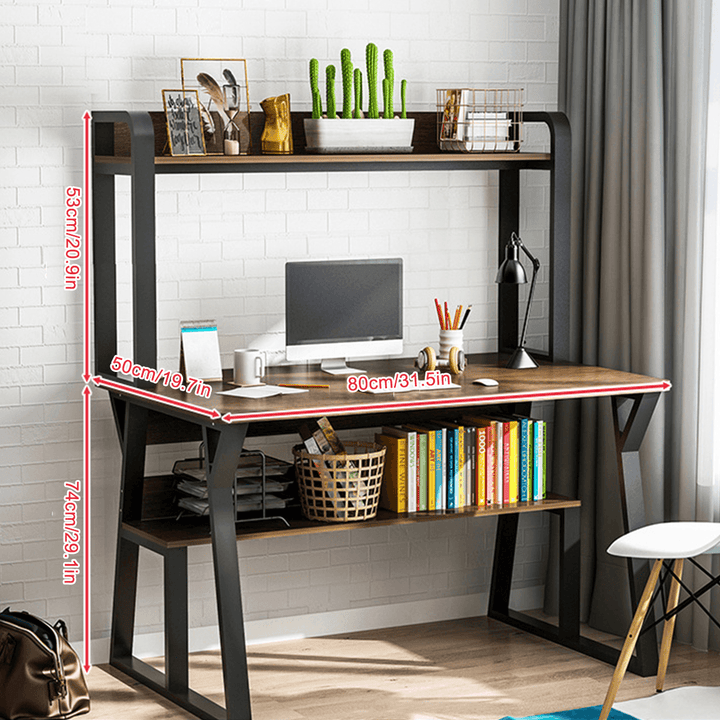 1/2 Tiers Computer Desk Bookshelf Modern Writing Study Desk with Storage Shelf Space Saving Desktop Organizer Workstation for Home Office - MRSLM