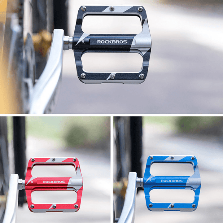 ROCKBROS K306 1 Pair Bike Pedals Aluminum Alloy Sealed Bearing Bicycle Pedals Anti-Slip Left-Right Hollow Lightweight MTB Foot Pedals Bike Accessorieses