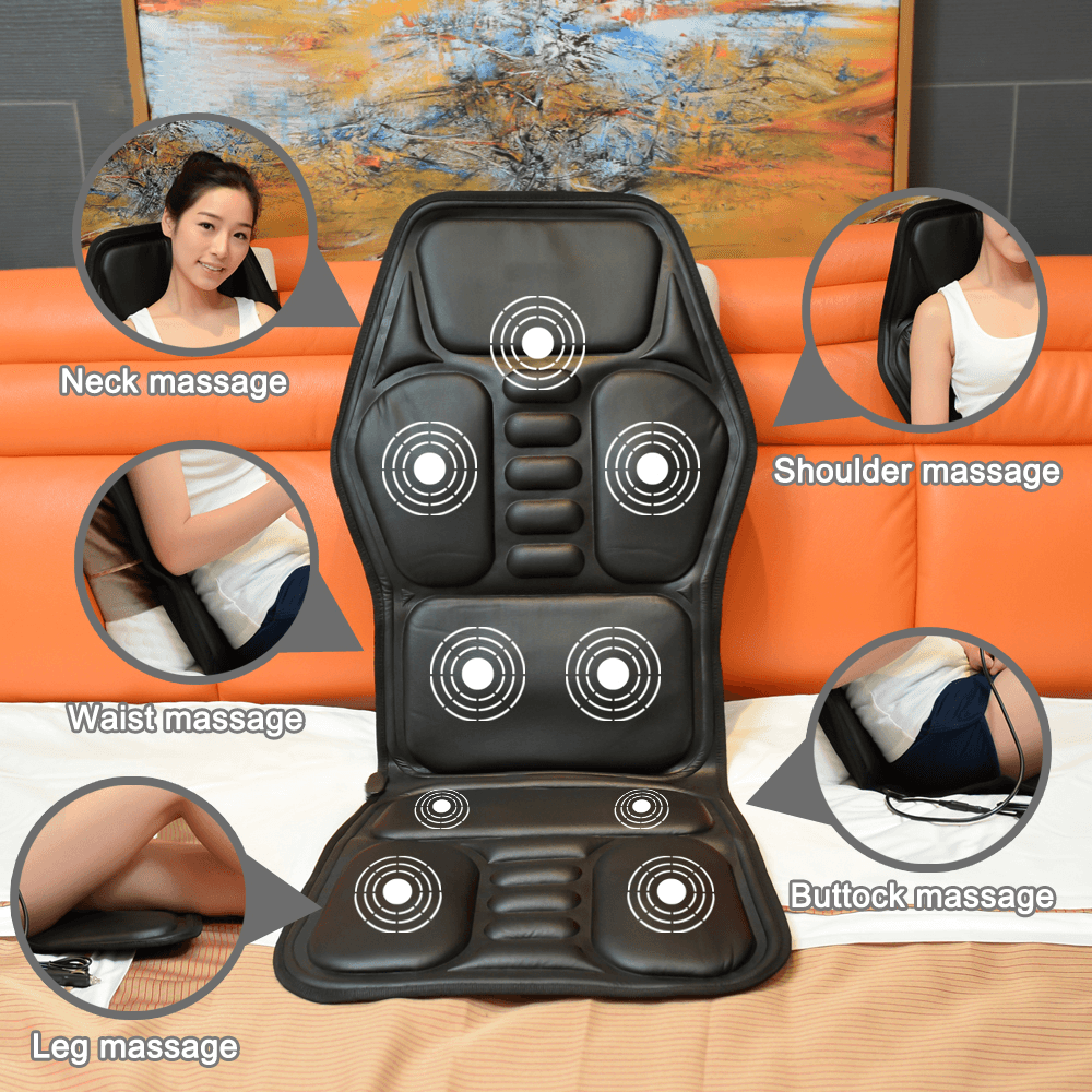 Heated Back Electric Massage Chair Seat Car Home Office Seat Massager Heat Vibrate Cushion Back Neck Massage Chair Massage Relaxation