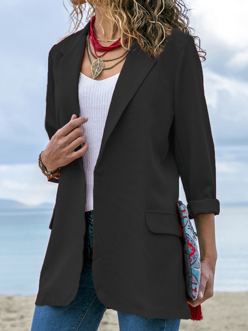 Women Autumn Long Sleeve Office Casual Fit Turn-Down Collar Blazers - MRSLM