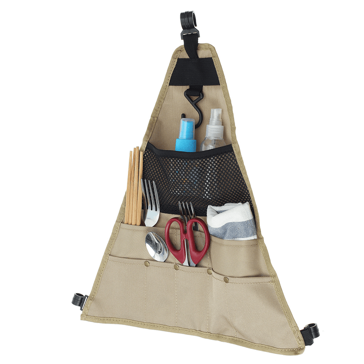 900D Oxford Cloth Tableware Storage Bag Camping Picnic BBQ Triangle/Rectangle Dinnerware Hanging Holder Bag Outdoor Organizer