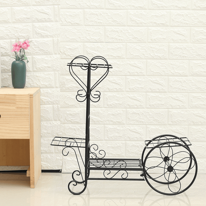 Flower Pot Plant Stand Storage Shelf Organizer Plant Shelf Classical Design Iron Design Bookshelf round for Office Home Garden