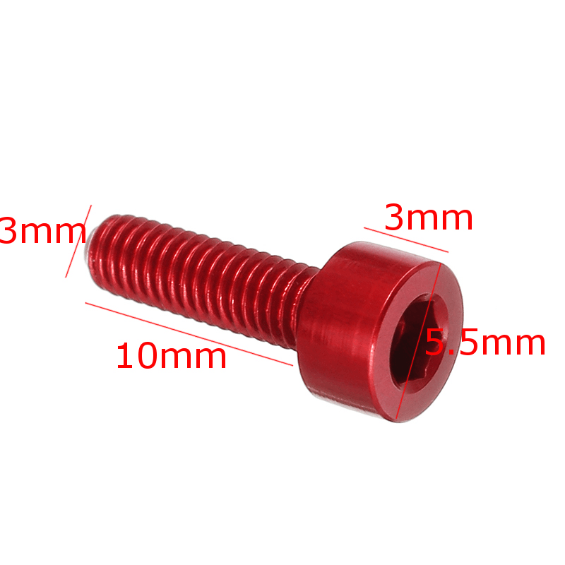 Suleve‚Ñ¢ M3AH2 10Pcs M3X10Mm Hex Socket Cap Head Screws 7075 Aluminum Alloy Red