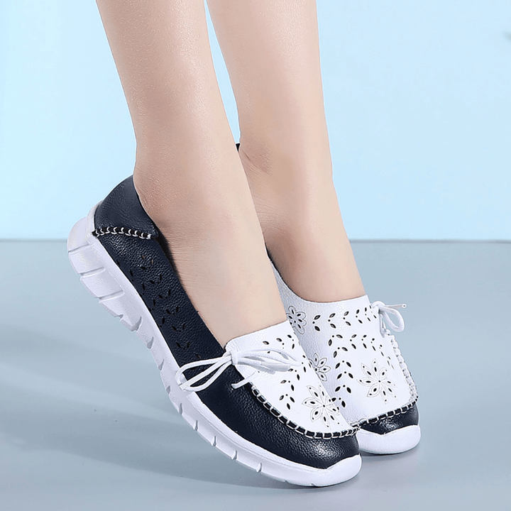 Women Stricing Flowers Hollow Sports Non Slip Casual Loafers