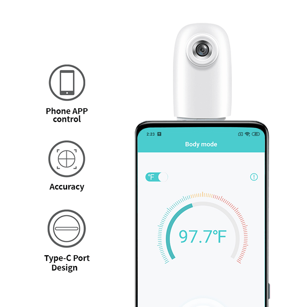 Thermodock Non-Contact Contactless Smart IR Infrared Sensor Forehead Body/Object Thermometer Replacement for OTG Function Android System with APP Control